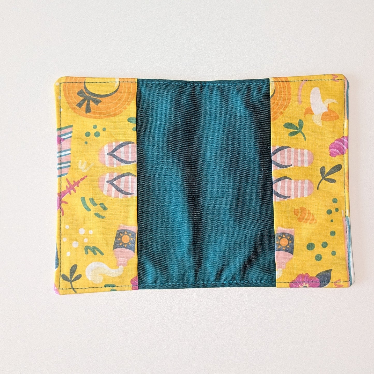 Protège passeport coton enduit jaune/vert