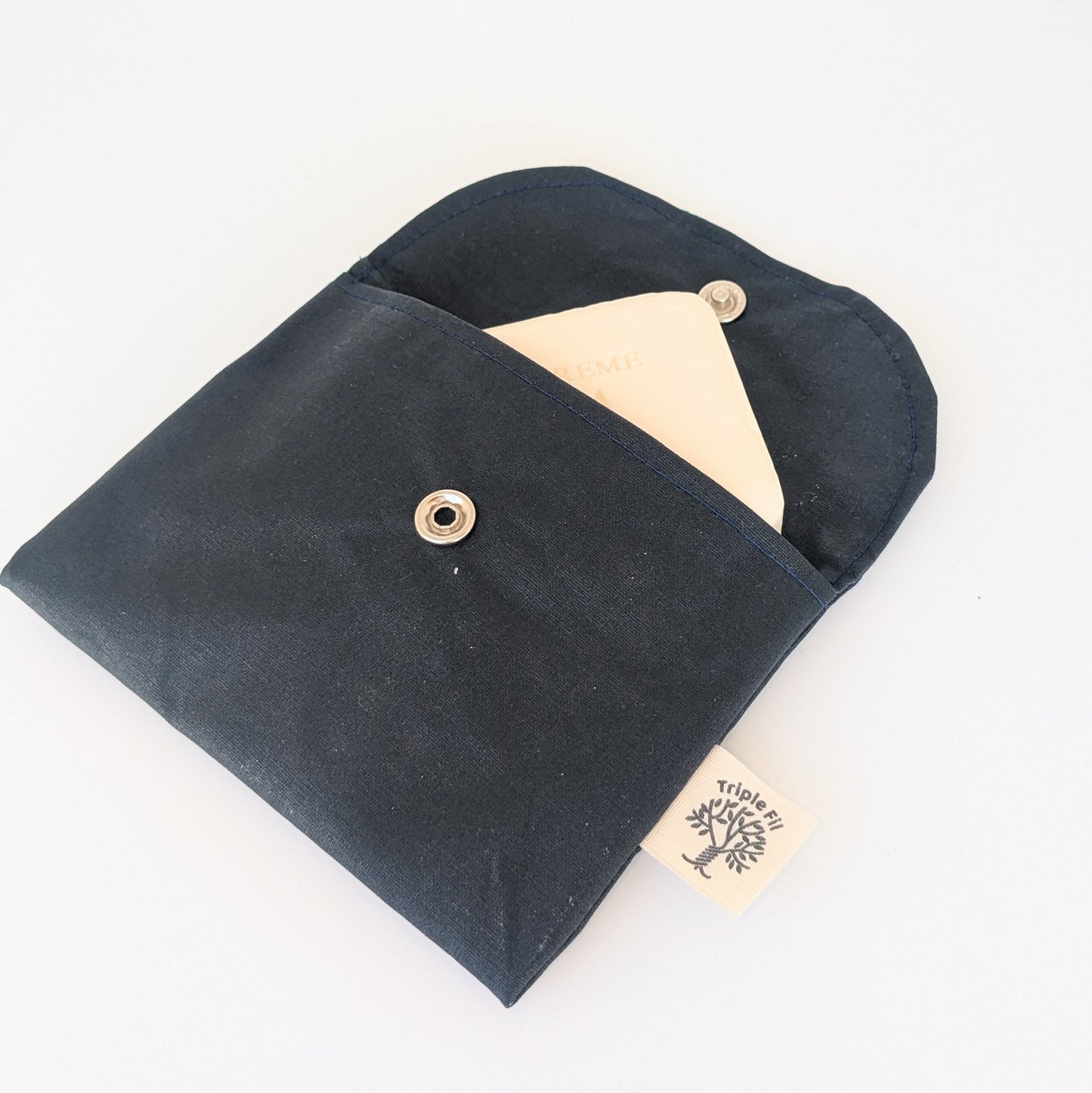Pochette à savon coton enduit - bleue nuit