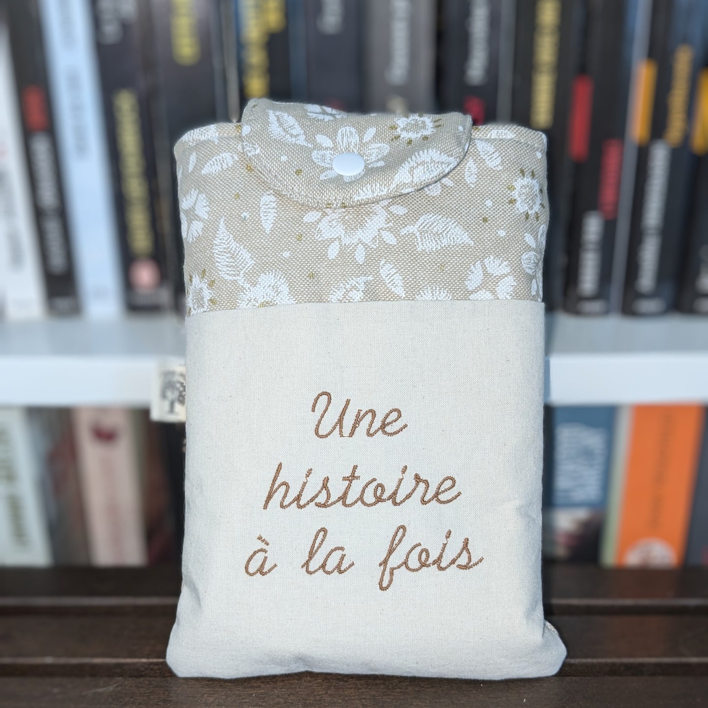 Pochette à livre format poche - fleurie lin 2