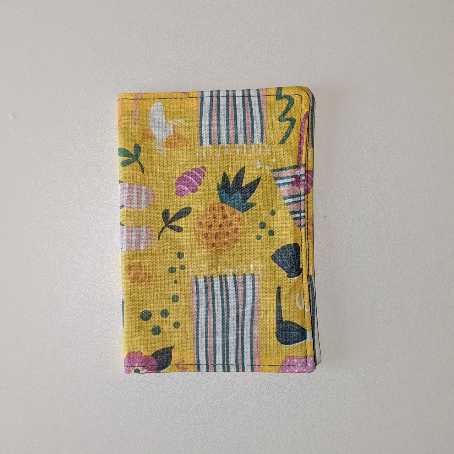 Pochette passeport coton enduit jaune/vert