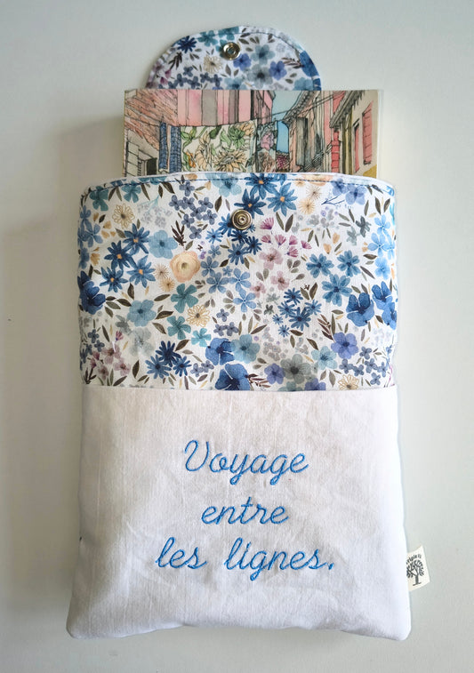 Pochette à livre grand format bleue