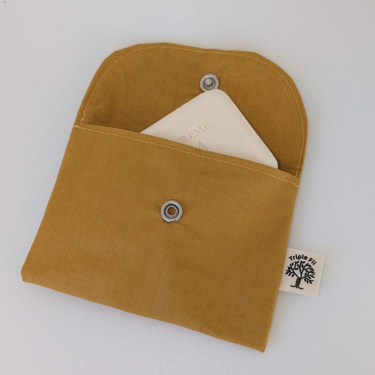 Pochette à savon coton enduit - moutarde