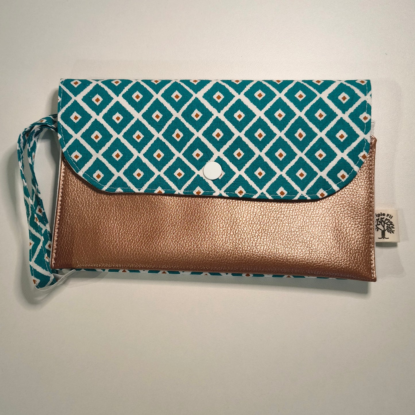 Pochette portefeuille graphique bleu