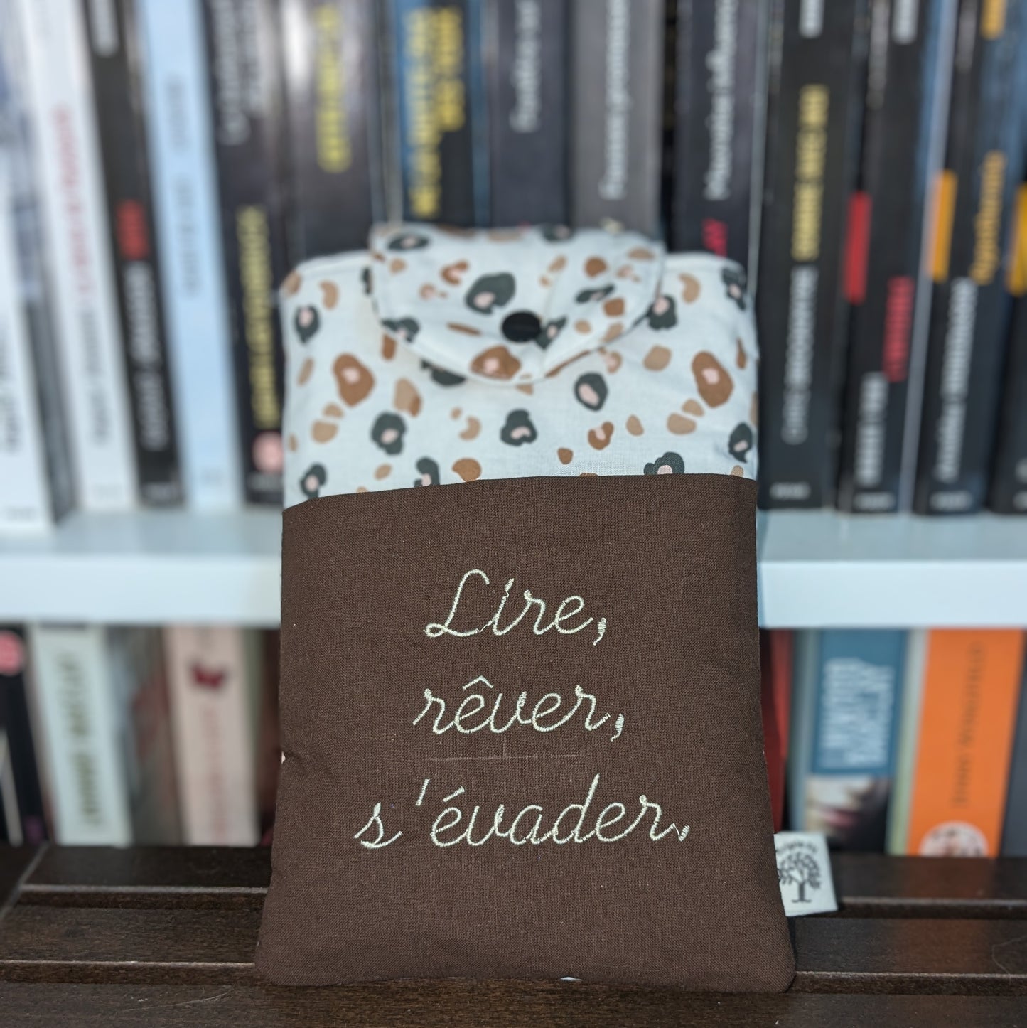 Pochette à livre format poche - léopard marron