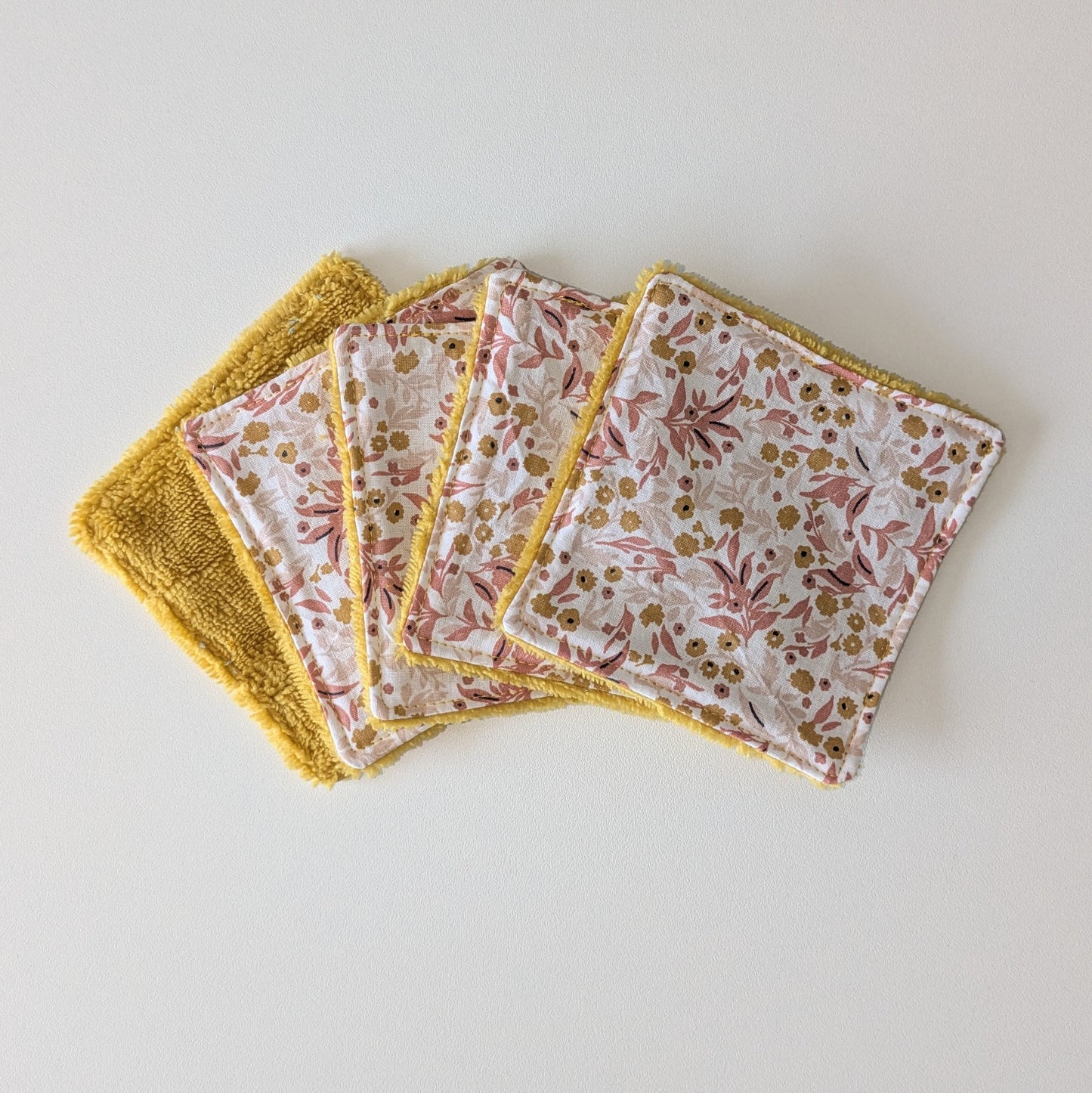 Lingettes démaquillantes x5 - fleuri rose/jaune