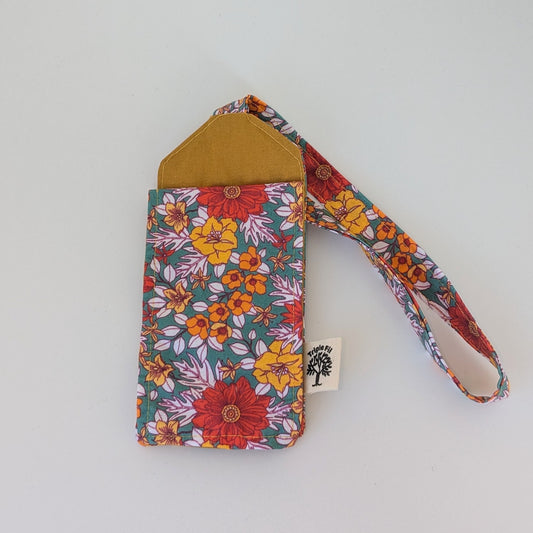 Étiquette à bagage avec rabat - coton enduit fleuri