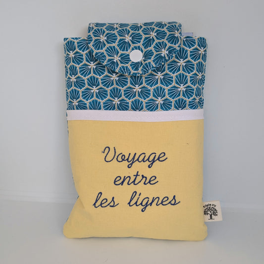 Pochette à livre format poche - graphique bleue et jaune