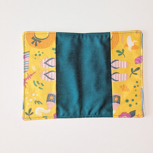 Pochette passeport coton enduit jaune/vert