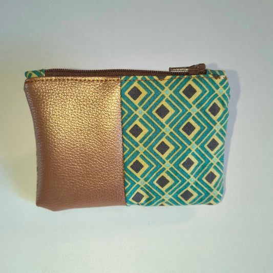 Porte-monnaie graphique marron vert