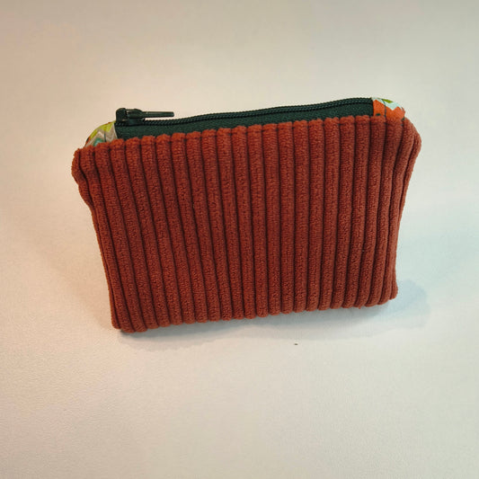 Porte-monnaie velours terracotta