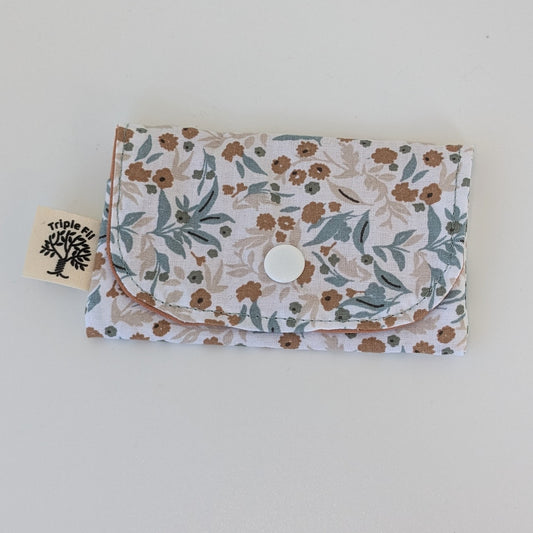 Porte carte - fleuri / camel