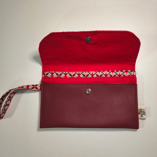 Pochette portefeuille graphique rouge bordeaux