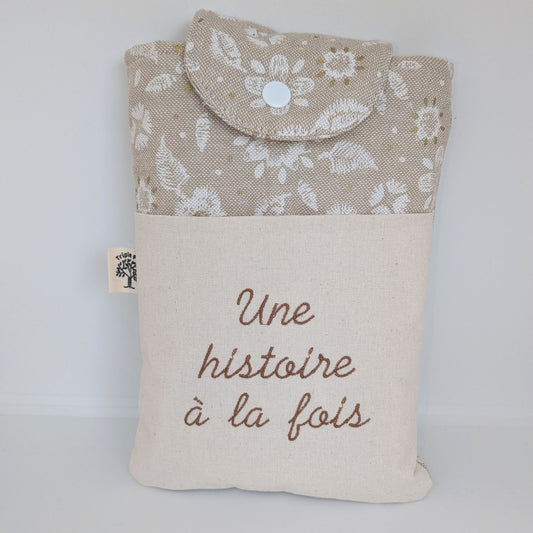 Pochette à livre format poche - fleurie lin 2