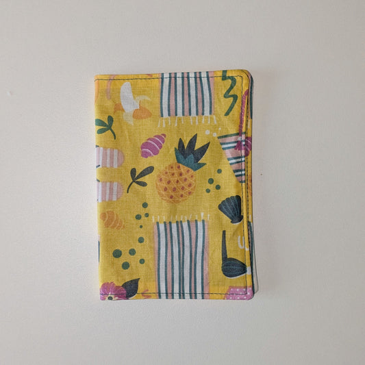 Pochette passeport coton enduit jaune/vert