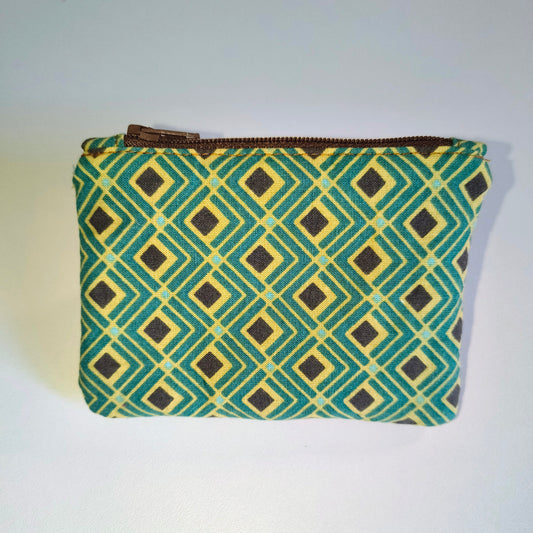 Porte-monnaie graphique marron vert