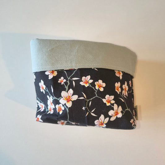 Panière à lingettes - fleurie noire