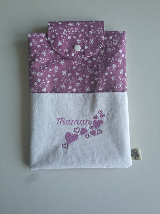 Pochette livre grand format violette - maman