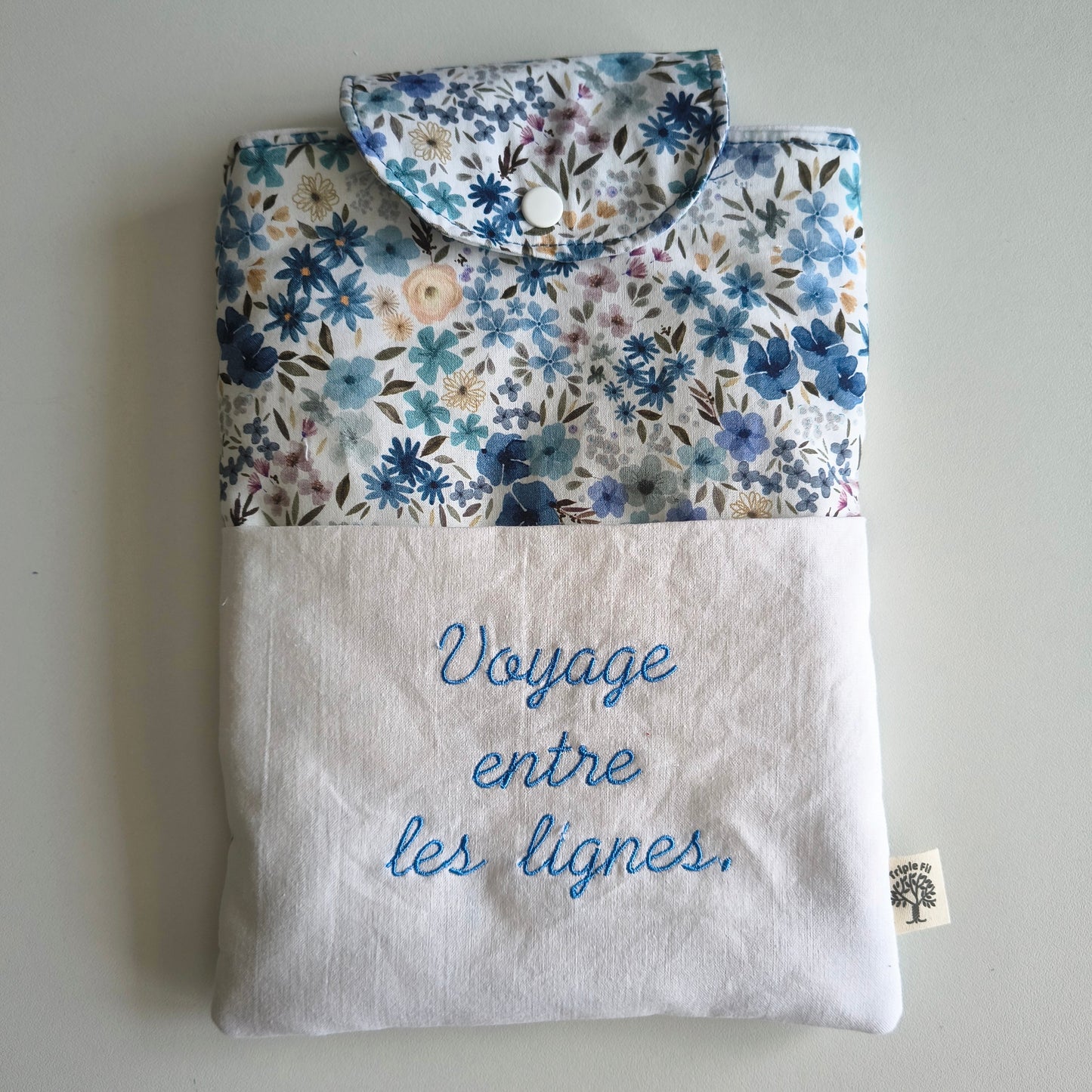 Pochette à livre grand format bleue
