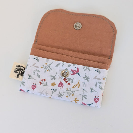 Porte carte - fleuri / camel