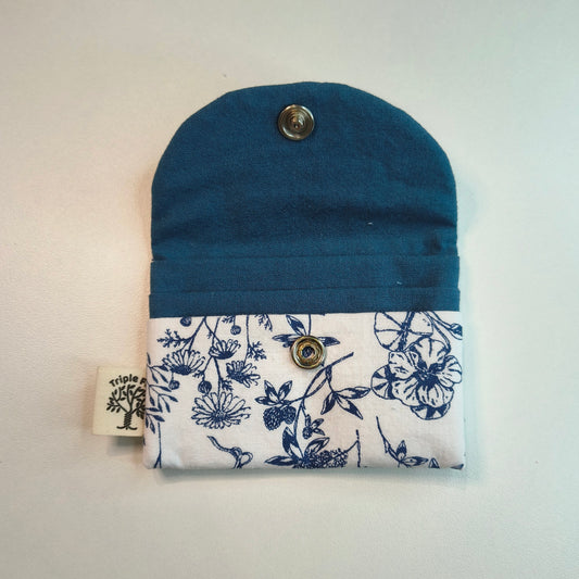 Porte cartes - fleuri bleu