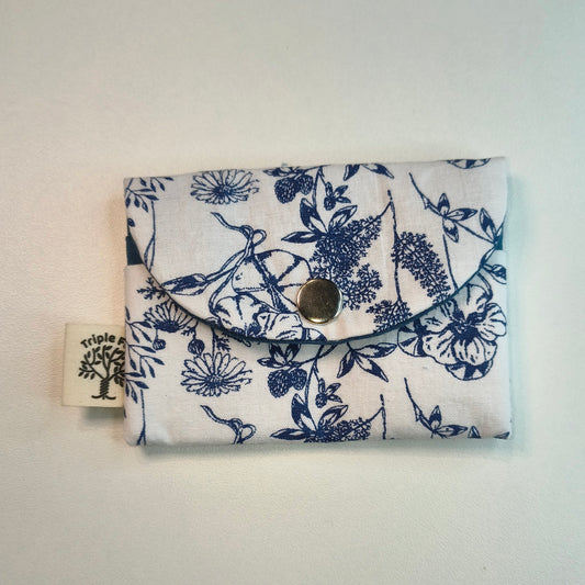 Porte cartes - fleuri bleu