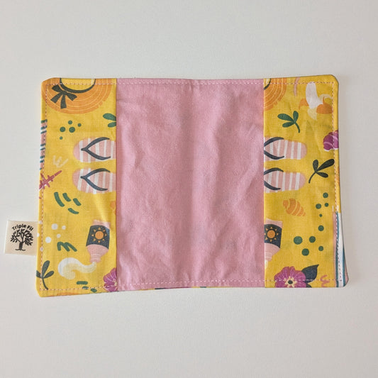 Pochette passeport coton enduit jaune/rose