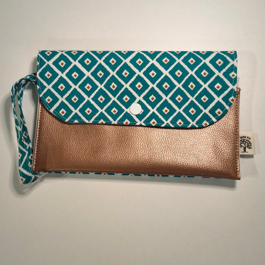 Pochette portefeuille graphique bleu