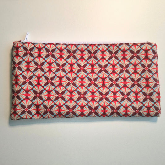 Trousse fleurie graphique rouge