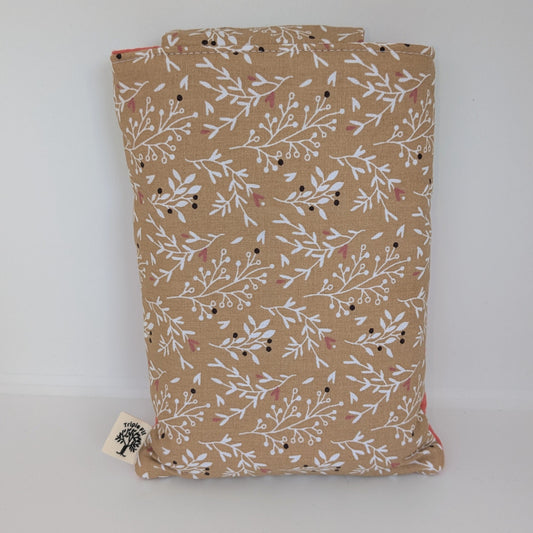 Pochette à livre format poche - fleurie corail