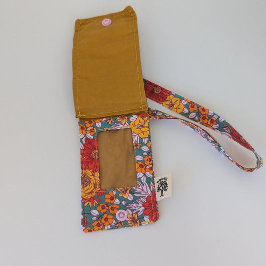 Étiquette à bagage avec rabat - coton enduit fleuri