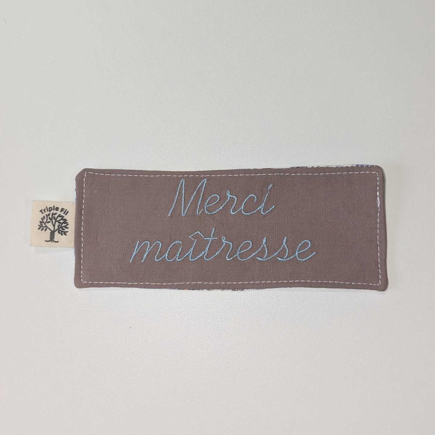 Marque page Merci maîtresse bleu lilas
