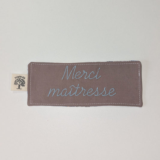 Marque page Merci maîtresse bleu lilas
