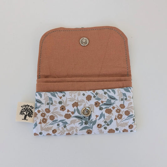 Porte carte - fleuri / camel
