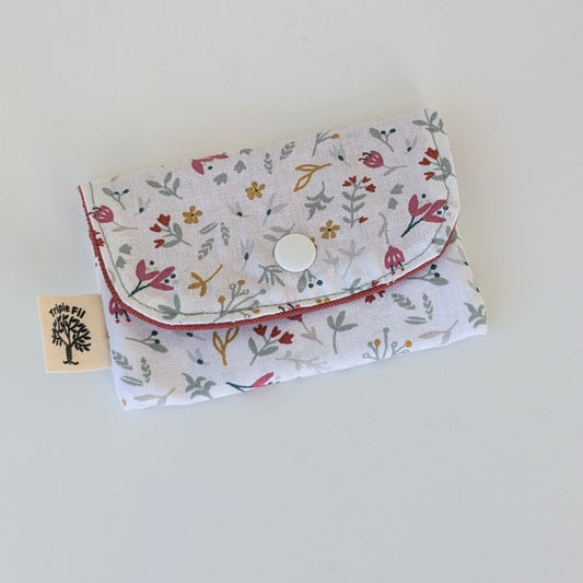 Porte carte - fleuri / rouge