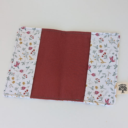 Pochette passeport fleurie rouge