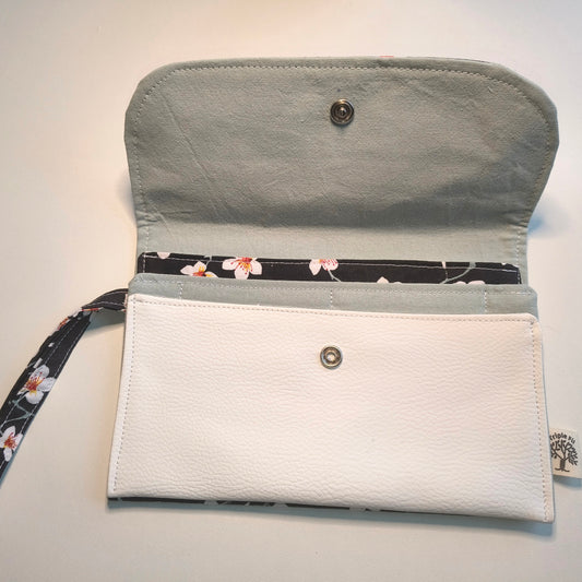 Pochette portefeuille fleurie noire