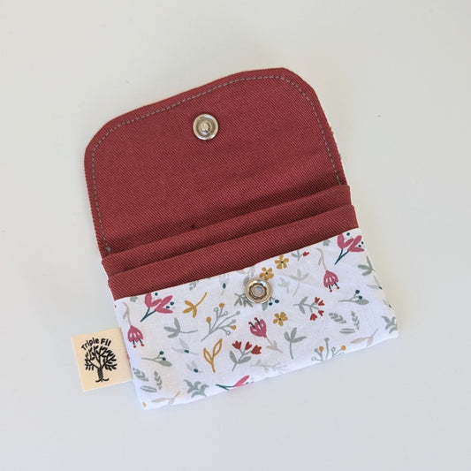 Porte carte - fleuri / rouge