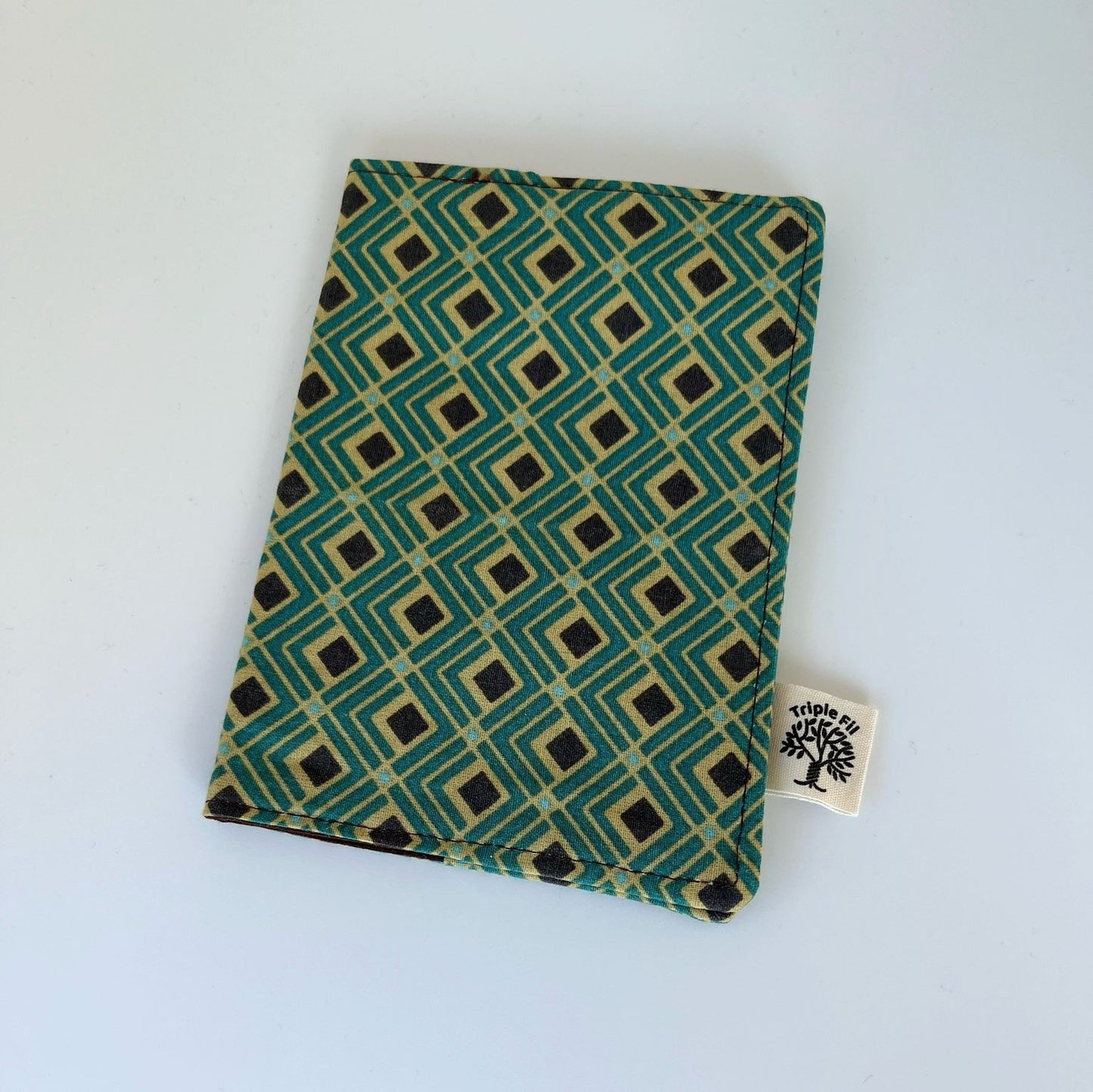 Pochette passeport graphique vert et marron