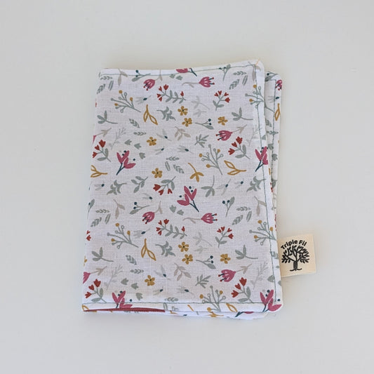 Pochette passeport fleurie rouge